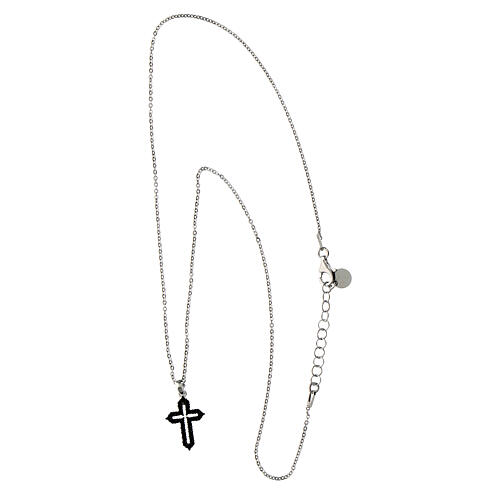 Agios necklace with black rhinestones cross, 925 silver 3