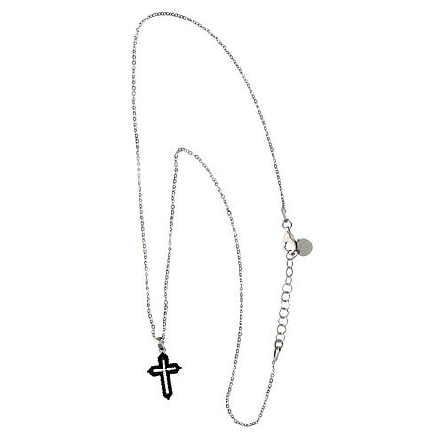 Collier croix ajourée zircons noirs argent 925 Agios 4
