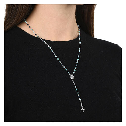 Collier chapelet Miraculeuse argent 925 Agios grains bleus 2