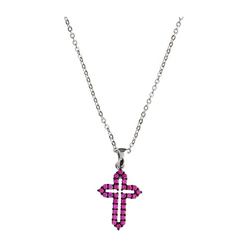 Collier croix ajourée zircons violets argent 925 Agios 1