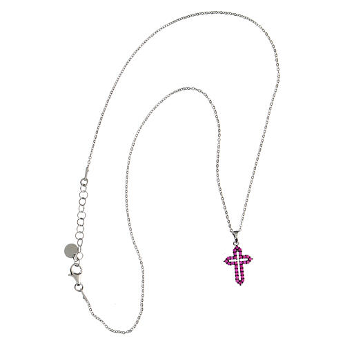 Collier croix ajourée zircons violets argent 925 Agios 3