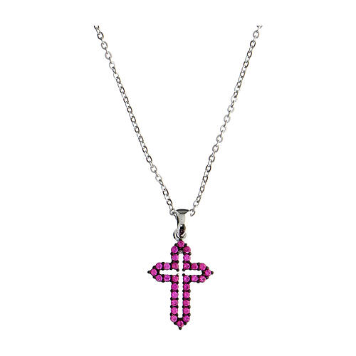 Collier croix ajourée zircons violets argent 925 Agios 1
