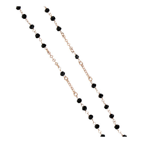 Agios rosary with Miraculous Medal and black beads, rosé 925 silver 4