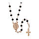 Agios rosary with Miraculous Medal and black beads, rosé 925 silver s1