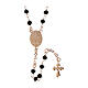 Agios rosary with Miraculous Medal and black beads, rosé 925 silver s3