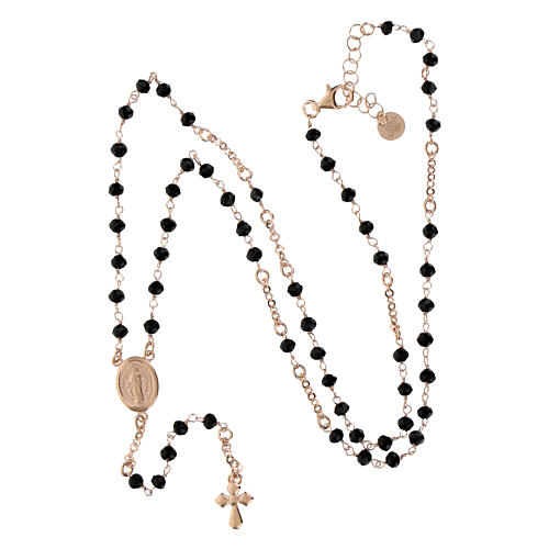 Collana rosario Agios argento 925 rosé pietre nere 5