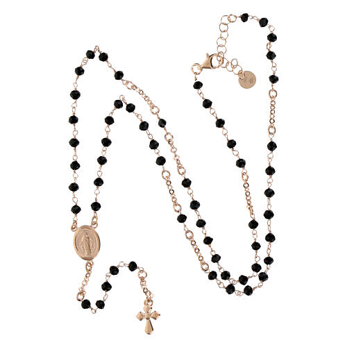 Collana rosario Benedictus argento 925 rosé pietre nere 5