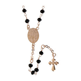 Rosary necklace Agios 925 silver rose black stones