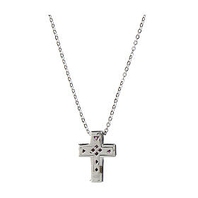 Naszyjnik Agios, krzyż z rubinowymi cyrkoniami, srebro 925