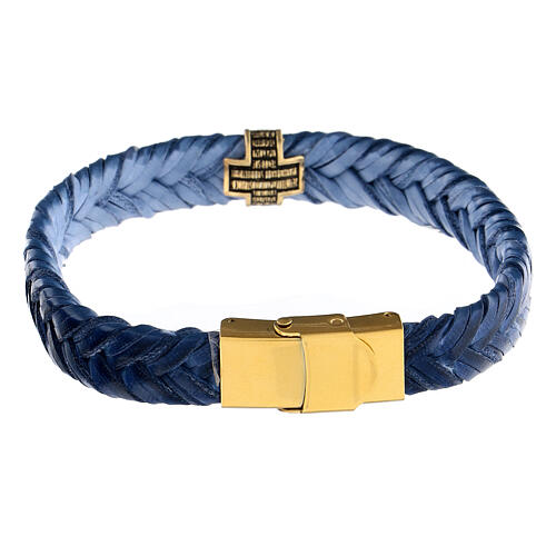 Agios bracelet of blue fibre, burnished gold plated 925 silver 2