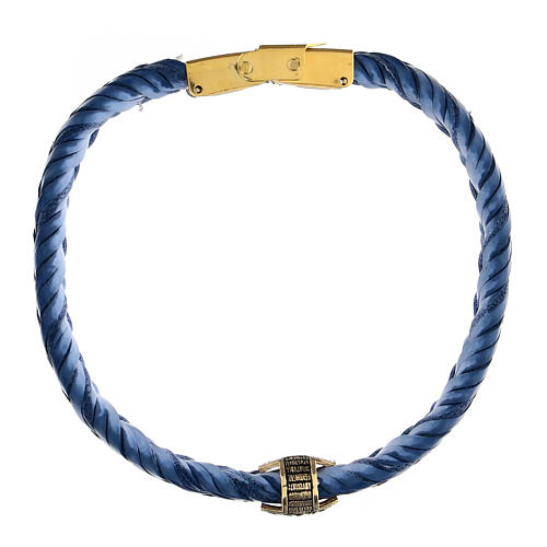 Agios bracelet of blue fibre, burnished gold plated 925 silver 3