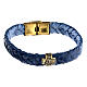 Agios bracelet of blue fibre, burnished gold plated 925 silver s1