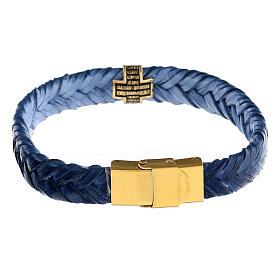 Bracelet Pater Agios en fibre bleu argent 925 doré bruni