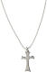 White lanyard necklace with rhodium-plated 925 silver cross, Agios Gioielli s1