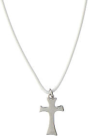 Collier corde blanche croix rhodiée Agios argent 925