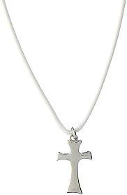 Naszyjnik z białym sznurkiem, Agios, krzyż rodowany srebro 925