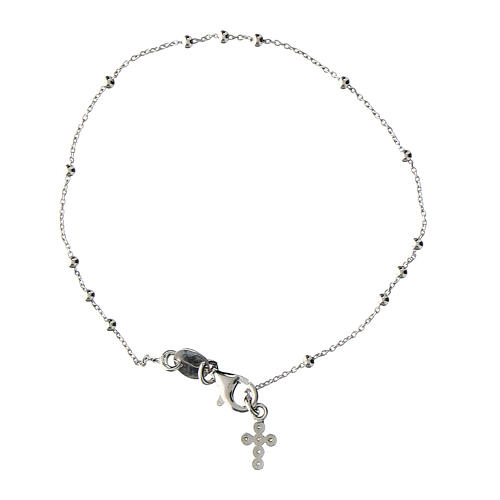 925 sterling silver cross charm bracelet Agios rhodium-plated zircons 3