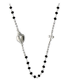 Sacred Heart necklace by Agios, 925 silver, black beads