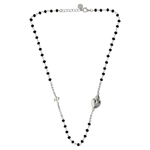 Collier Sacré Coeur Agios pierres noirs argent 925 rhodié 3