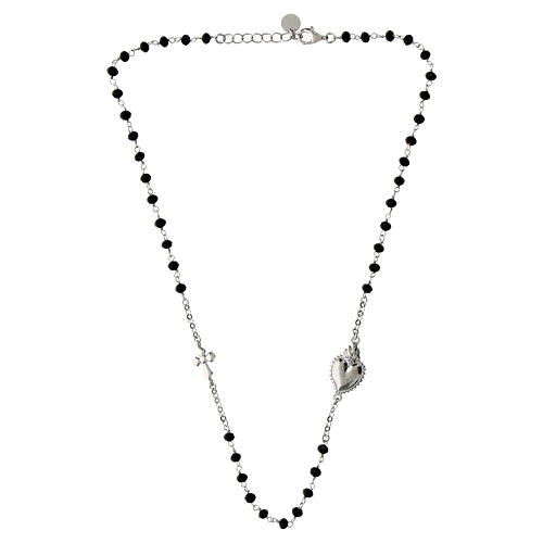 Collier Sacré Coeur Agios pierres noirs argent 925 rhodié 4