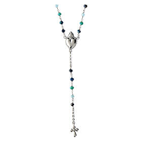 Agios Sacred Heart rosary with blue beads, 925 silver