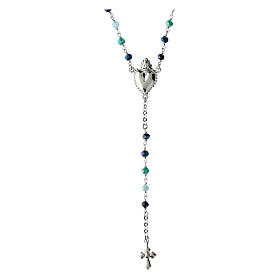 Rosario sacro cuore rodiato Agios argento 925 multiceleste 