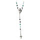 Rosario sacro cuore rodiato Benedictus argento 925 multiceleste  s1