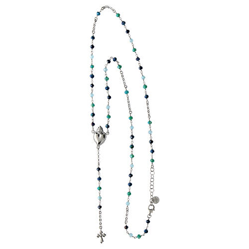 Terço Sagrado Coração rodinado Agios parata 925 pedras azuis 4
