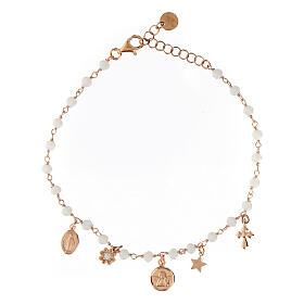 Bracciale rose' multi pendente Agios argento 925 pietre rosa