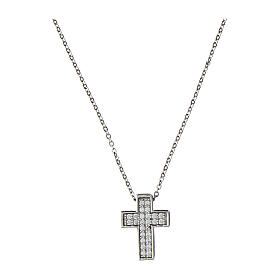 Crucis necklace by Agios, rhodium-plated 925 silver and white rhinestones