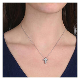 Collana crucis rodio zirconi bianchi Agios argento 925 