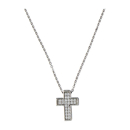 Collana crucis rodio zirconi bianchi Agios argento 925  1