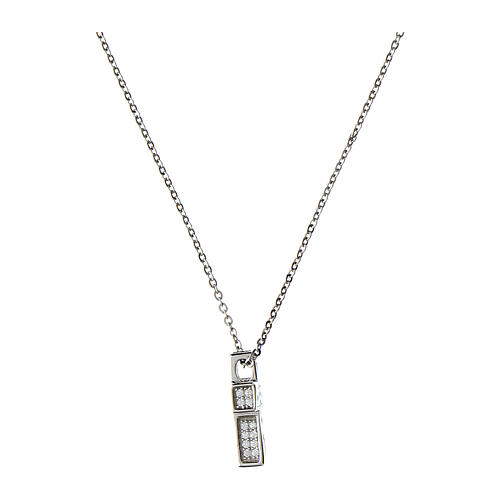 Collana crucis rodio zirconi bianchi Agios argento 925  3