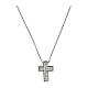 Naszyjnik Crucis, białe cyrkonie, Benedictus, rodowane srebro 925 s1