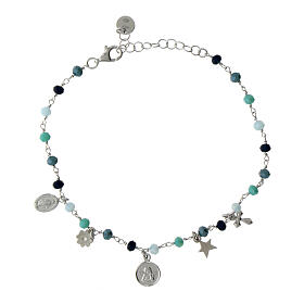 Armband von Benedictus, 925er Silber, rhodiniert, Natursteine in Blautönen