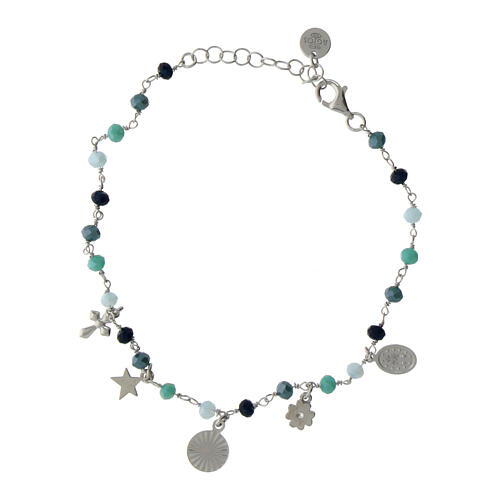 Multicolor bracelet light blue rhodium-plated 925 silver Agios 2