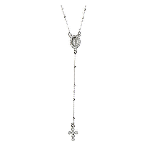 Agios rosary of rhodium-plated 925 silver with rhinestones 1