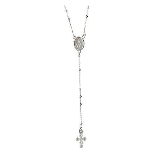 Agios rosary of rhodium-plated 925 silver with rhinestones 2