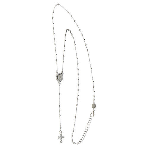 Agios rosary of rhodium-plated 925 silver with rhinestones 4