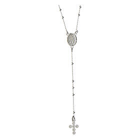 Rosary necklace with rhodium-plated zircon cross 925 silver Agios 