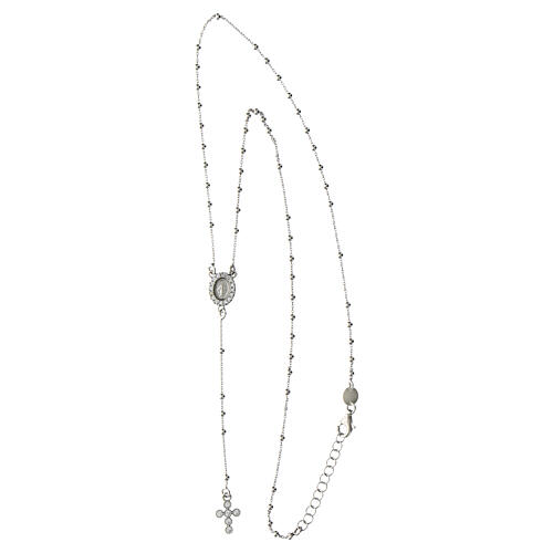 Rosary necklace with rhodium-plated zircon cross 925 silver Agios  3