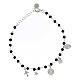 Agios bracelet with dangle charms and black beads, rhodium-plated 925 silver s2