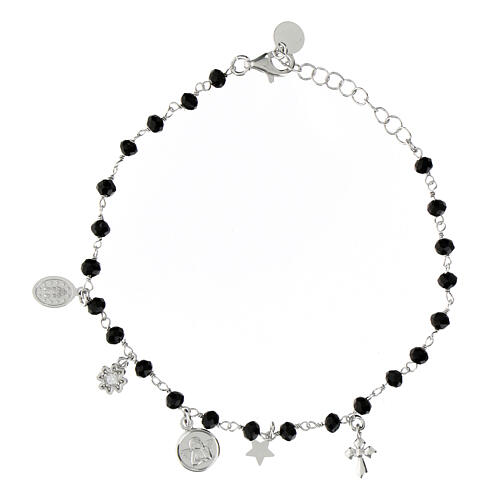 Bracciale pietre nere Agios argento 925 rodiato 1