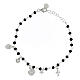 Agios Christian charm bracelet black stones in rhodium-plated 925 silver s1