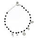 Agios Christian charm bracelet black stones in rhodium-plated 925 silver s2