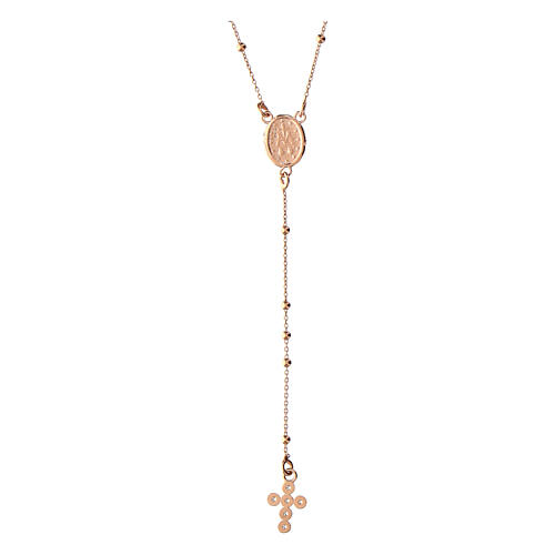 Rosary necklace with cross Agios zircons 925 rose silver 2