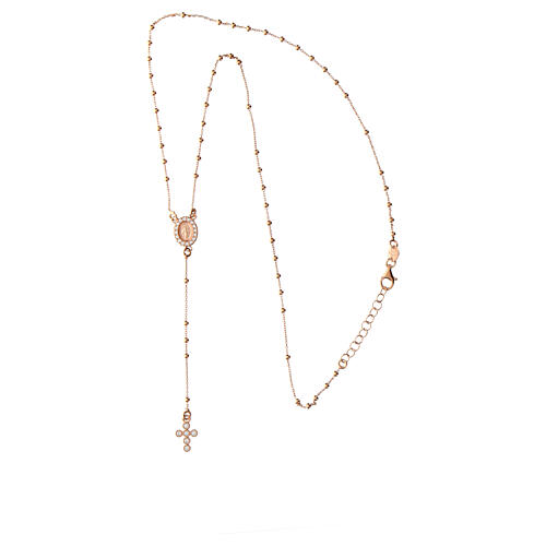 Rosary necklace with cross Agios zircons 925 rose silver 3