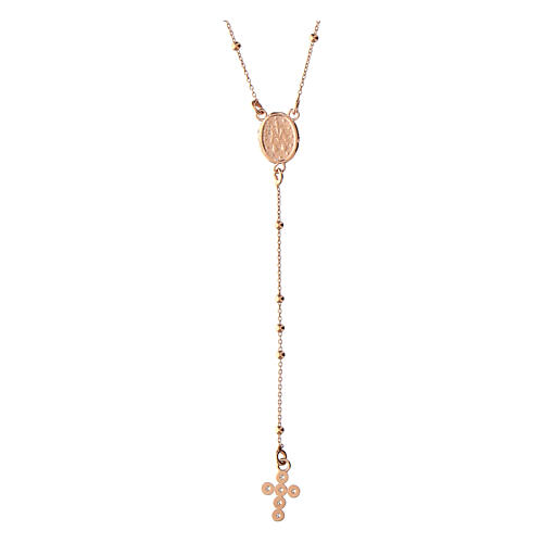 Rosary necklace with cross Agios zircons 925 rose silver 3