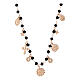 Agios necklace with dangle charms and black beads, rosé 925 silver s1