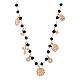 Agios necklace with dangle charms and black beads, rosé 925 silver s1